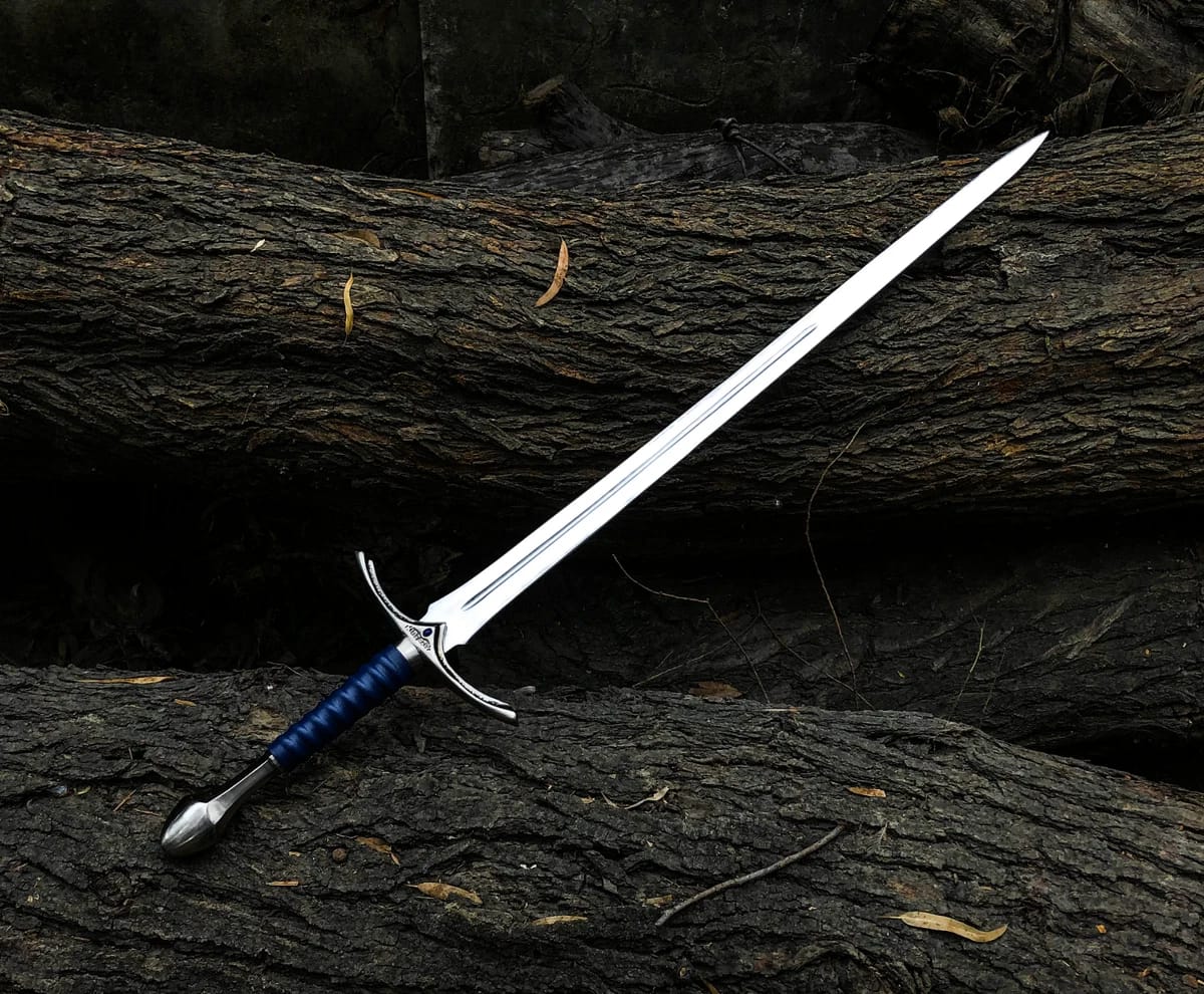 Handmade Glamdring Elven Blade-Gandalf's Sword with Blue Leather Grip.