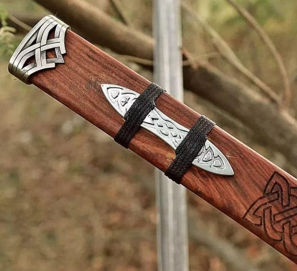 Handmade Damascus Steel Viking Sword: Northman Style, Rose Wood Handle